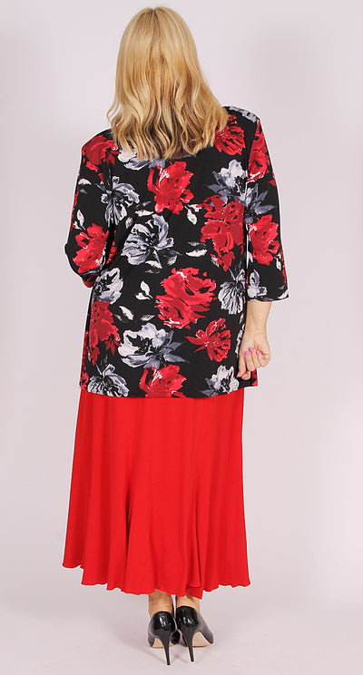 Two-In-One Jacket and Cami Abstract Floral Red