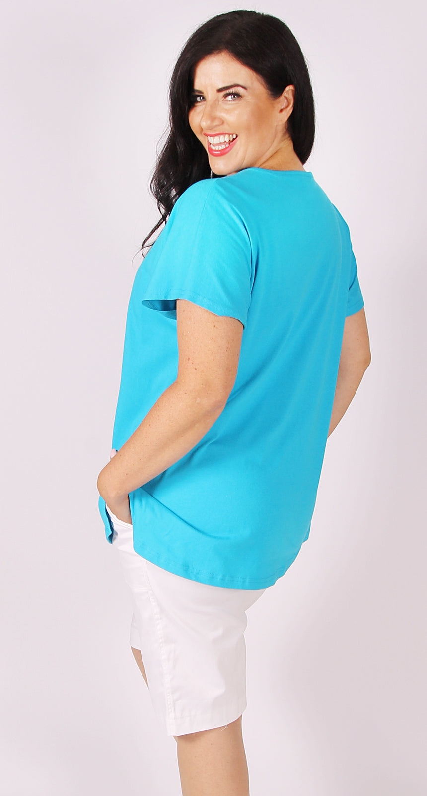 Easy Cotton Shell Top Aqua