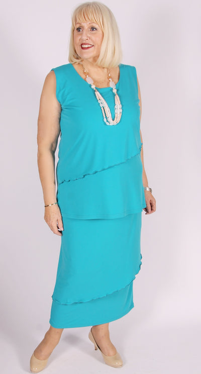 Overlay Pull-On Skirt Aqua