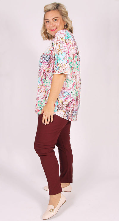 Bobbie Bengaline Panel Pant Wine