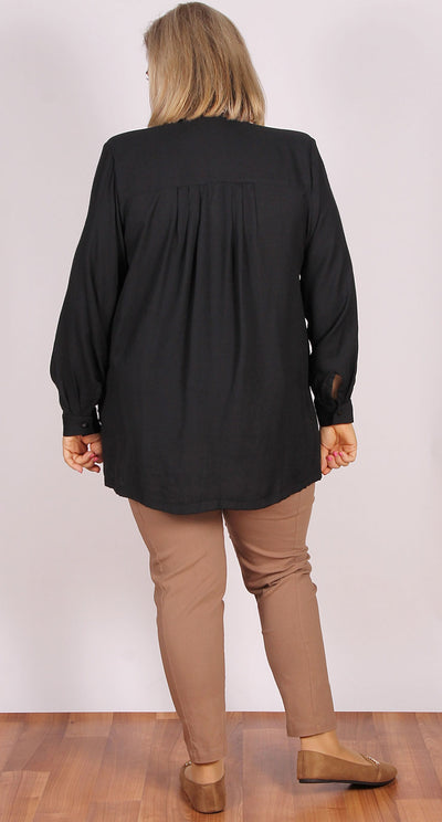 Classic Blouse With Pleating Black