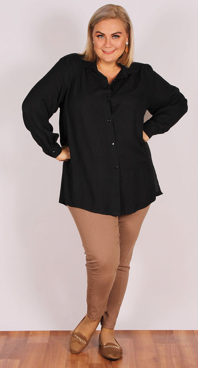 Classic Blouse With Pleating Black
