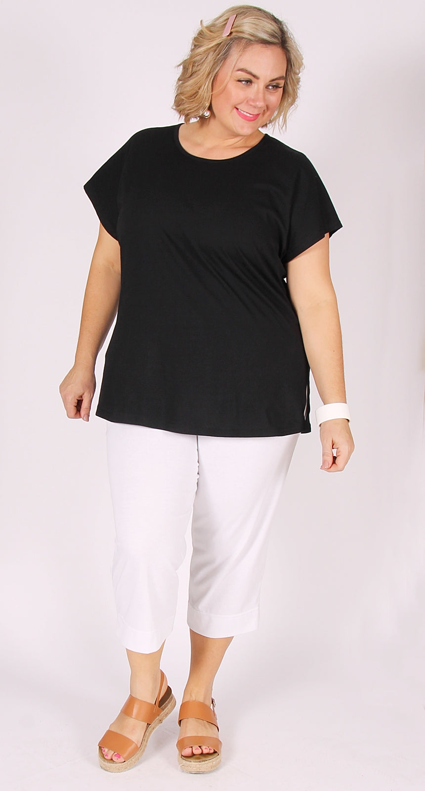 Easy Cotton Shell Top Black