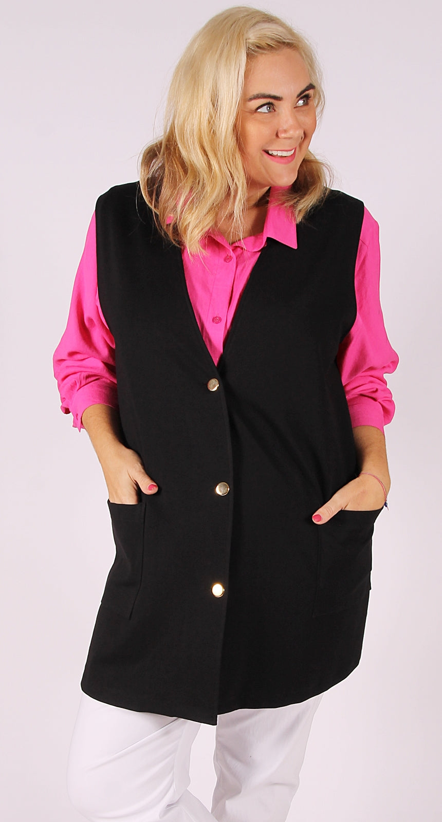 Bamboo Polyester Classic Blouse With Pleating Pink