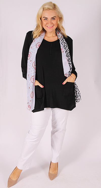 Silk Scarf Black White