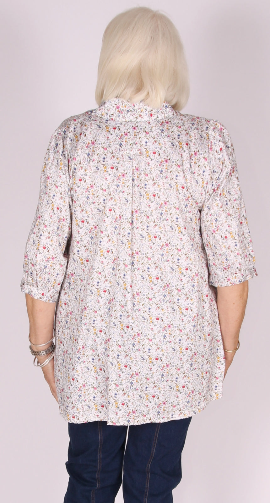 Carlotta Cool Polished Cotton Top Field Flowers