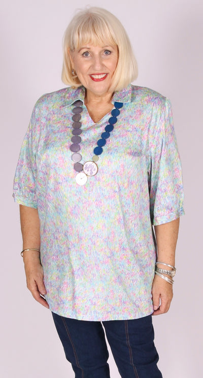 Carlotta Cool Polished Cotton Top Pastels