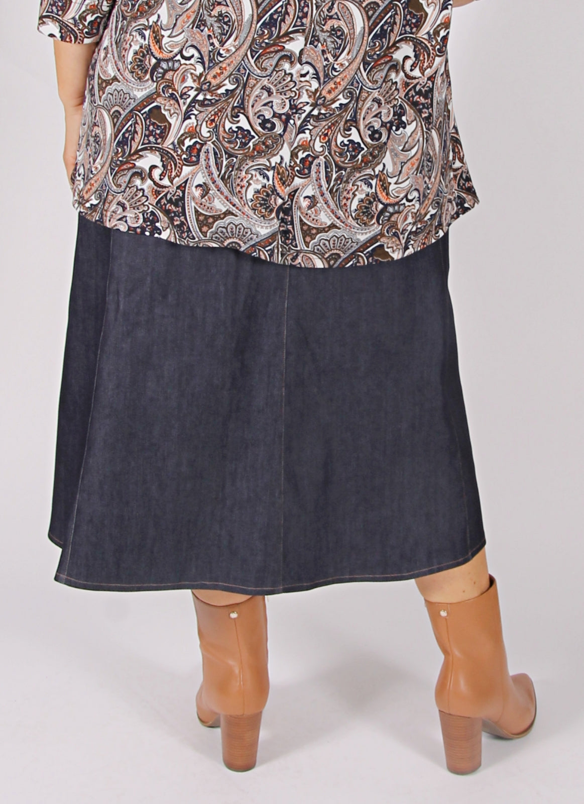 Stretch Denim Six Gore Skirt Indigo