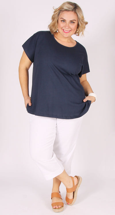 Easy Cotton Shell Top Navy