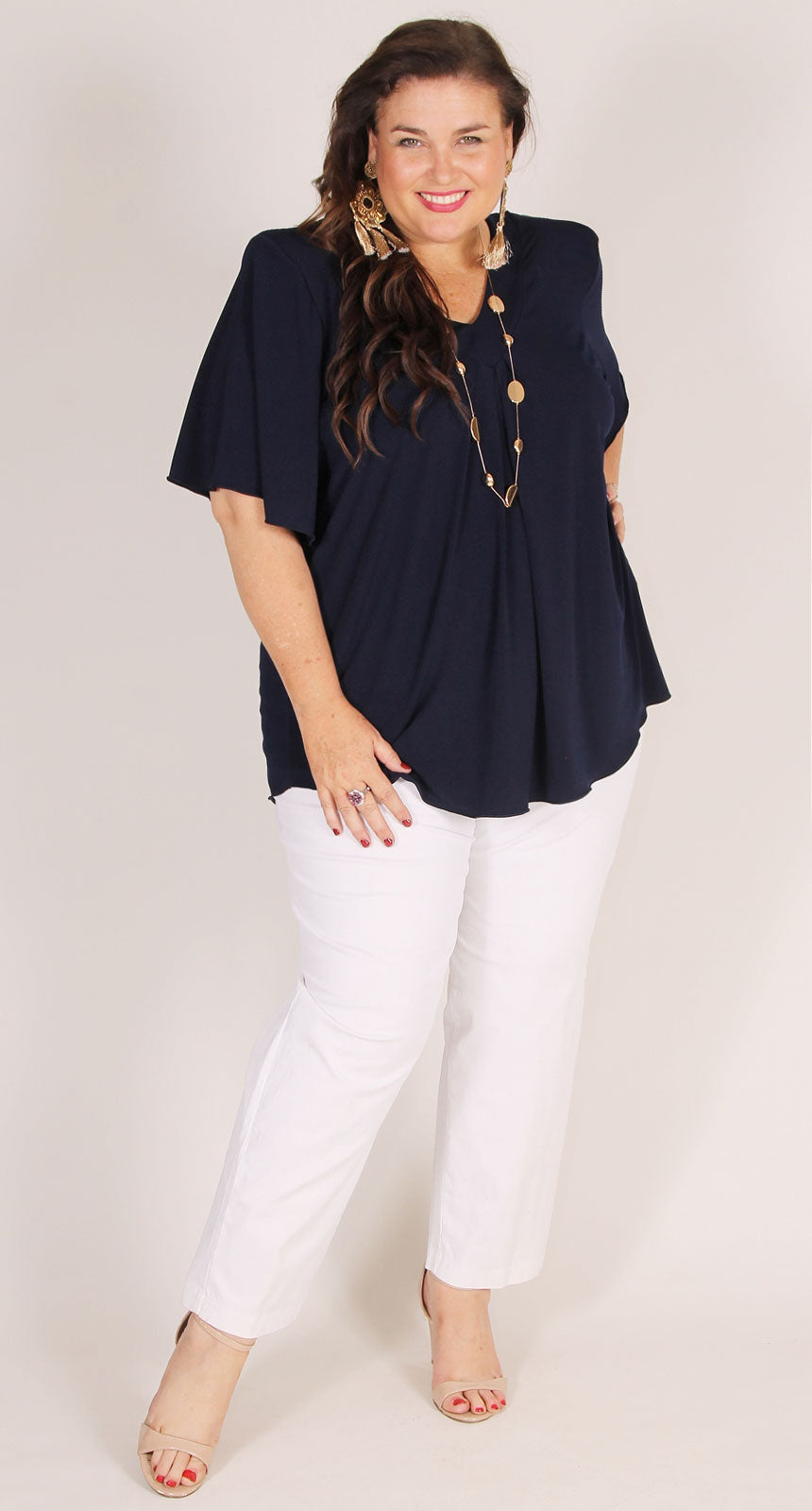 Bella V-Neck Top Essential Navy