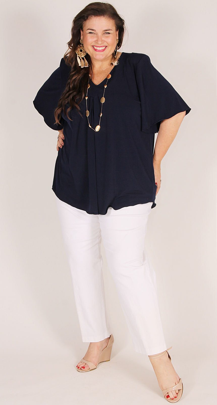 Bella V-Neck Top Essential Navy