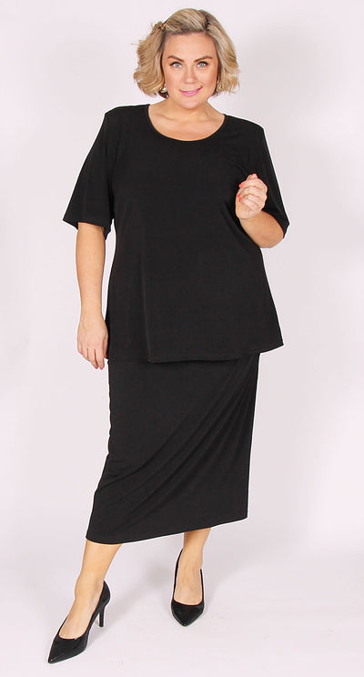 Lagos Long-Length Knit Straight Skirt Black
