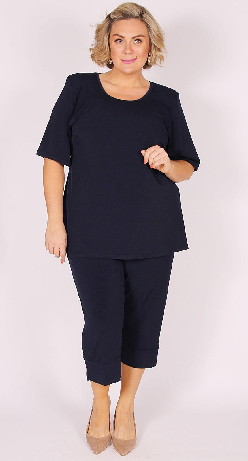 Rikki Round Neck Top Navy